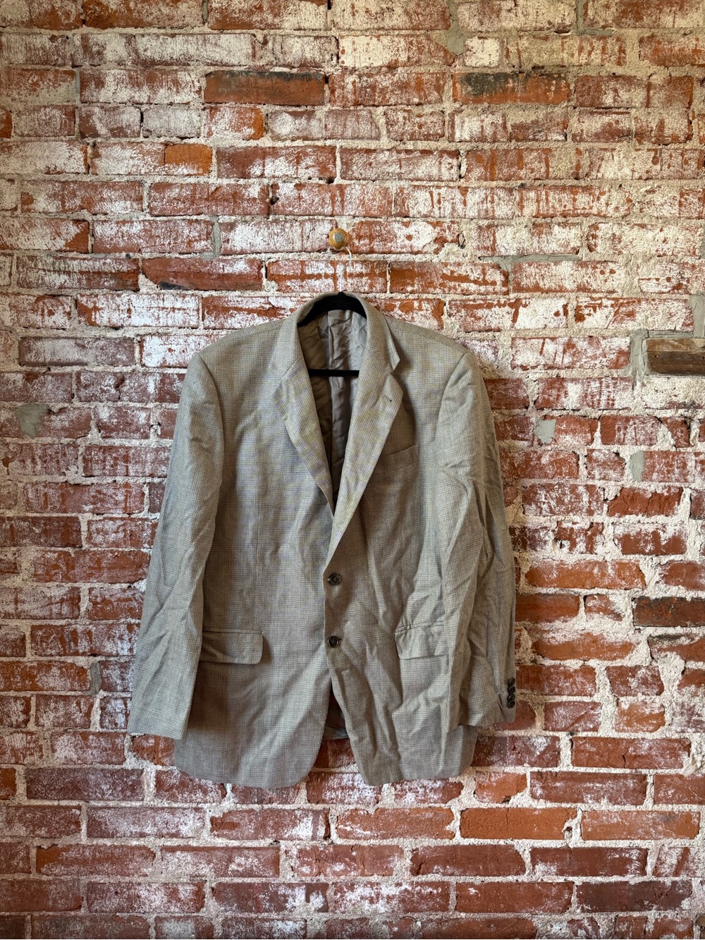 Wool Joseph Abboud 42r Suit Jacket Used Brown Black Grey Micro Plaid